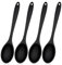 BORISCA 4 Pezzi Cucchiaio Silicone Cucina, Nero Cucchiaio Antiaderente, 27.5 * 5.5CM Cucchiai per Mescolare, Anti-Calore Mestolo Silicone Cucina Grande per Cucinare, Cuocere, Mescolare e Servire