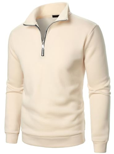 Pull Camionneur Col Zippé Homme Sweatshirt en Micro Fleece Polaire À Manches Longues Chaud Maillot De Chasse Survêtement Et Fermeture Éclair French Terry Sweat Coton Pull-Over Automne Hiver