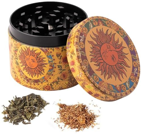 Frogetu 1 Piezas Molinillo de Hierba,Molinillo de Hierbas Vintage con Raspador de Polen,4 en 1 Molinillo AleacióN,Molinillo Hierbas,Molinillo de Polen,para Picar Especias,Polen