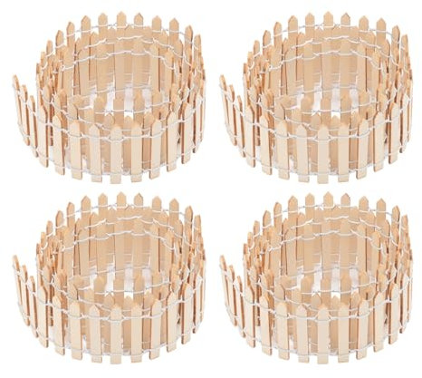 Ausla Clôture Miniature de Jardin de Fées, 4 Mini Clôtures pour Jardin de Fées, Accessoires de Bricolage D’Ornement en Bois pour Maison de Poupée, Pot de Plantes Succulentes, (Couleur