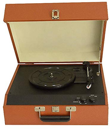 CAFIEDR Tocadiscos Retro, Tocadiscos de Vinilo Creativo Antiguo Bluetooth Audio Tocadiscos de Vinilo PU Fonógrafo Retro Madera