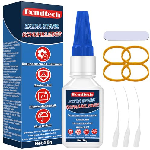 Schuhkleber Extra Stark Wasserfest 30 g, Schuhsohlenkleber mit Anti-Austrocknungs-Spitze, Kleber für Schuhe & Sportschuhe, Stiefel, Sandalen, Stiefel, Leder, Ceramic, Handtasche, Wasserdicht