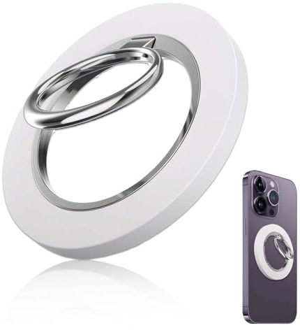 Anillo móvil para Dedo magnético - Soporte para teléfono, Soporte magnético para Anillo, rotación de 360°, Ajuste de ángulo Flexible, diseño de Base Estable, 1 Pieza, Color Blanco