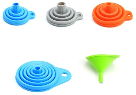 YFaith Trichter Set, 5 Größen Silikon Trichter Küche, Faltbar Kleiner Trichter Große öffnung, Mini Trichter für Umfüllen von Flüssigkeiten und öl, Bier
