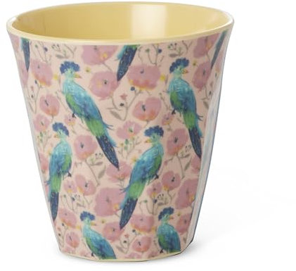 Rice Taza de melamina con diseño de pájaro, tamaño mediano