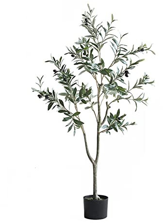 erkebspm Plantes artificielles Faux Olivier Artificiel Olivier d'intérieur Panier tissé à la Main Artificiel Bonsaï Artificiel pour Ornements de Bureau à Domicile Plantes Artificielles en Pot Vertes