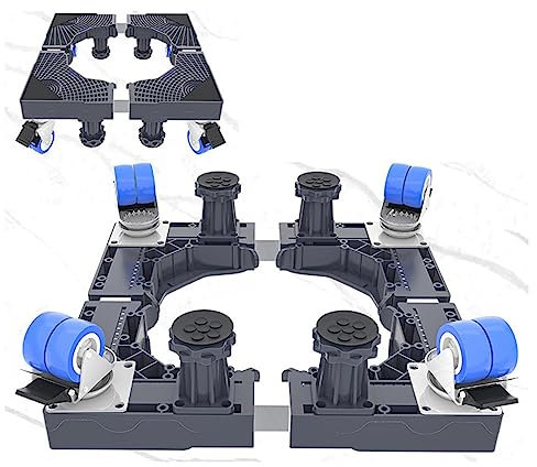 SAFAWOODES Washing Machine Support 41-65 Length and Width Adjustable Washer Dryer Pedestals Strong and Sturdy Adjustable Base for Washing Machine Dryer,4Legs-4Wheels