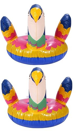 ibasenice 2stücke Aufblasbare Papagei Getränkehalter Schwimmende Tassenuntersetzer Für Poolpartys Leichtes PVC-Material Für Bier Und Erfrischungsgetränke