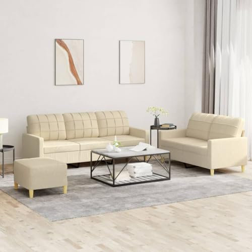 LAPOOH 3-TLG. Sofagarnitur mit Kissen Creme Stoff, Sofas & Couches, Sofa Wohnzimmer, Relaxsofa, Sofa Für Schlafzimmer - 3201316