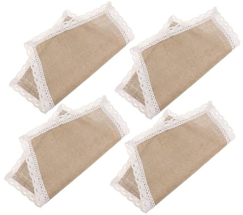 DINHEAROM 4pezzi Tovagliette in Juta Naturale Bordi Sfrangiati Tovagliette Per Tavolo Da Pranzo Resistenti Al Calore Protezione Da Piatti Caldi e Graffi Lavabili Mano Per Pranzi Feste e