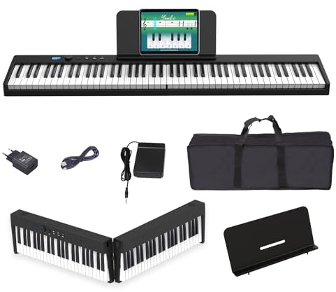 OYAYO Faltbares Klavier mit 88 Tasten Piano Full Size Semi Weighted, Faltbares Klaviertastatur mit MIDI Bluetooth, Klaviertasche, Folding Piano Keyboard für Anfänger Geschenk pinao