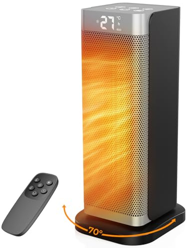 Fitabok Riscaldatore risparmio energetico – 2000W silenzioso PTC ceramico, 3 modalità, telecomando e timer 12h; termoventilatore compatto con modalità ECO, oscillazione 70°, protezione da surriscald