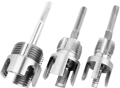 Wolfride 3Pcs Pipe Thread Cutting Tool, Integrated Internal & External Pipe Threading Tool PVC & Plastic Pipe Threader Kit 1/2 3/4 1