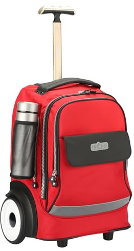 UNIKER Laptoptasche mit Rollen, 15,6 Zoll Laptop-Trolley mit 15cm großen geräuschlosen Rädern, Kabinenmaße Flugzeuggeeignet, 50x38x26 cm, Leise & Gepäckrollen für Beruf, Reise,T5- Black/Red