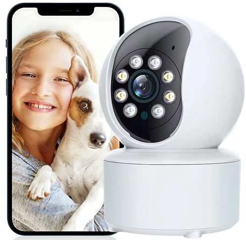 Telecamera di sorveglianza WiFi interna di sicurezza con rilevamento del movimento e visione notturna, telecamera IP 1080P | telecamera sorveglianza per cani e bambini, audio bidirezionale compatibile