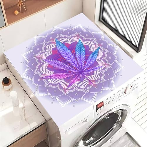 Highdi Housse de Protection pour Machine à Laver Top, Feuilles de Mode Coussin de Machine à Laver Antidérapant, Tapis de Protection pour Dessus Sèche-Linge Séchage Rapide (Lavande,30x40cm)