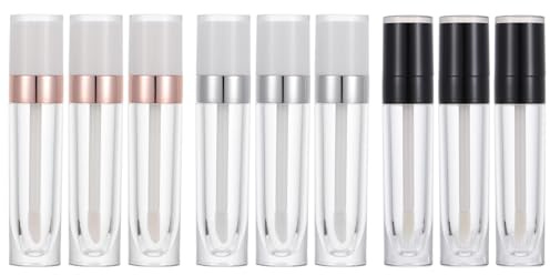 PartyKindom 9 Leere Lipgloss Behälter aus Kunststoff Nachfüllbare Kleiner Tuben für Selbstgemacht Make Up und Lippenöl Kompakt