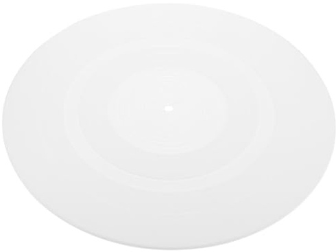Garneck Schallplattenunterlage aus Silikon mit Antistatischer und Vibrationsdämpfender Eigenschaft 295mm Groß für Vinyl Plattenspieler und Phonographen Weiße Slipmat mit 3D-Blockflöten