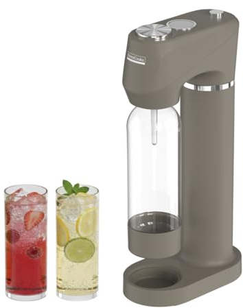 Home Sparkling Water Soda Maker with 2 BPA-Free Bottles (1L + 0.5L) - Carbonated Water Seltzer Fizzy Drink Machine, Compatible with Screw-In 60L CO2 Carbonator (Not Included), Gray
