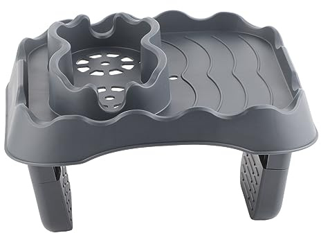 Buachois Plateau de Bain à remous, Plateau de Baignoire réglable de 17 à 20 cm, 2 Porte-gobelets, Accessoires de Bain à remous pour Piscine de Spa Gonflable (Grise)