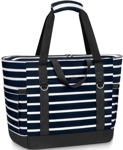 LUROON Strandtasche XXL Familie mit Reißverschluss, Groß Strandtasche mit Kühltasche Wasserdicht Sanddicht, Badetasche Shopper Tasche Damen, Faltbar Beach Tote Bag für Strand Picknick Reisen