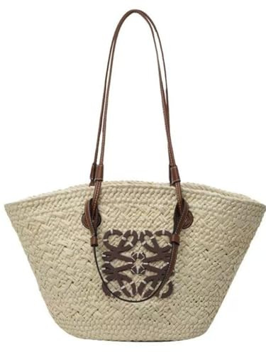 Threegoat Strohtasche, große Kapazität, handgewebt, Strandtasche, Damen, Weiß(51 x 28 x 19 cm)
