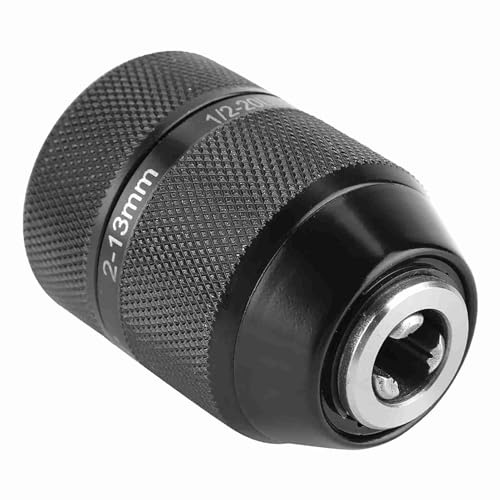 Tonysa Portabrocas sin Llave con Bloqueo Automático, Portabrocas de Metal de Montaje de 13 Mm y 1/2 para Taladro Eléctrico, Fácil de Sujetar con Rodamiento de Empuje, Tratado Térmicamente de Alta