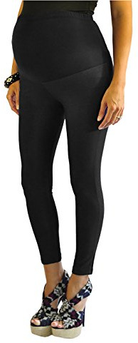 FuturaLondon Full ankel svart längd bomull över bula moderskap denim look leggings jeggings
