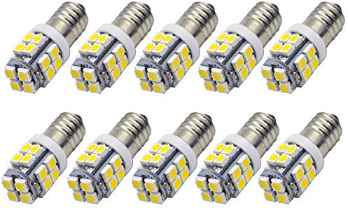 Ruiandsion 10pcs E10 Base LED Upgrade Bulb 2835 20SMD 12V 1W LED Bulb Replacement for Headlamps Flashlights Torch Light,Warm White 4000K