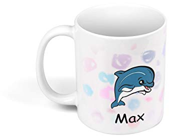 Kunststofftasse personalisierte Kinder Tasse mit riesiger Motivauswahl | Einschulung Schule Einschulungsgeschenk mit Motiv und Namen personalisierbar Delfin
