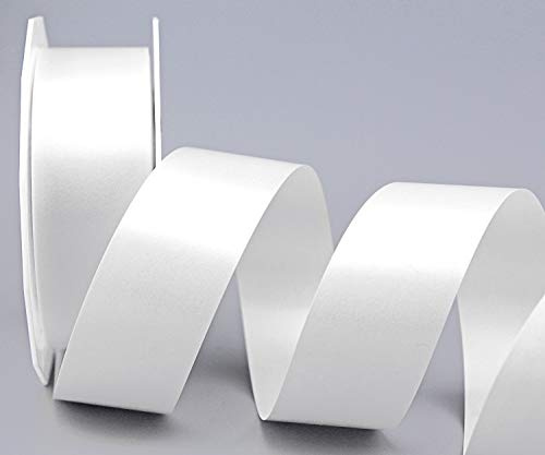 finemark 90 m x 40 mm Polyband Weiss Geschenkband Dekoband Glanzband Wetterfest Schleifenband Kartengestaltung Ringelband Basteln