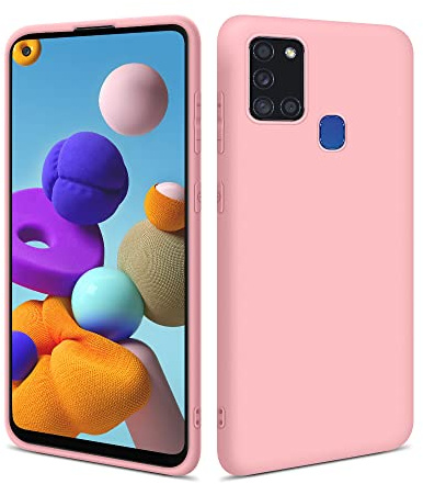 HSP Rosa Hülle kompatibel mit Samsung Galaxy A21s | Premium TPU Silikon Case | Kratzfest Stoßfest | Matte Oberfläche | Passgenaue, weiche, Ultra dünne Schutzhülle