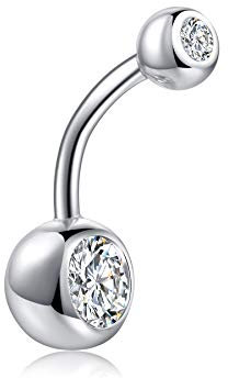 SILBERTALE Bauchnabelpiercing Silber 925 7.2mm 10mm 12mm Stablänge Zirkonia Banane Belly Button Pircing Bauchpiercing Bauchnabelringe
