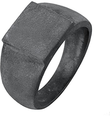 Kuzzoi Siegelring Herrenring oxidiert, Bandring massiv (11 mm) in 925 Sterling Silber, Robuster Biker Schmuck mit rechteckiger Oberfläche, Ring für Männer, Ringgröße 64, 0605991722_64
