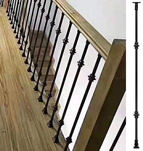 Balaustres Circulares Para Escaleras De Aluminio, Husillos Barandilla Metal Hueco Moderno, Piezas Escalera Interior, Exterior, Cubierta, Peldaños, Balcón ( Color : Black Post C , Size : Height 140cm/5