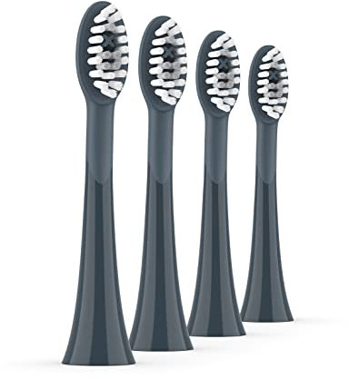 Ordo Replacement Sonic Toothbrush Heads with Pulse Technology for Teeth Cleaning, Plaque Removal, Silicone Polishing, Deep Clean Bristles, Adults, Pack of 4, Black Charcoal Grey