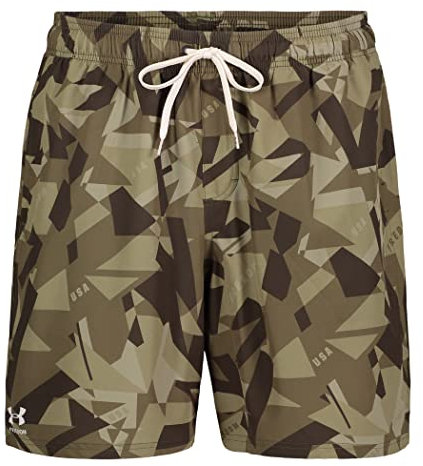 Under Armour Herren Standard Badehose, Shorts mit Kordelzug und elastischem Bund, Marine Od Green Star, M