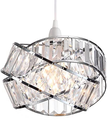 Loxton Lighting - Modern EasyFit Polished Chrome & Clear Crystal Effect Jewel Intertwined Rings Design Ceiling Pendant Light Shade - Perfect for bedrooms, Living Rooms, hallways