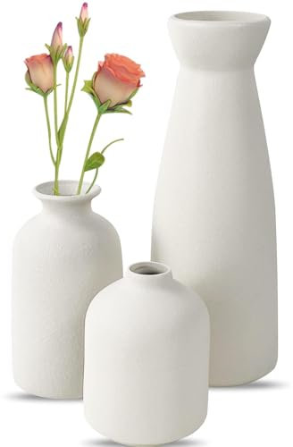 Jarrones Decorativos Modernos, Conjunto de Jarrones de Cerámica,Jarrones para Flores para Hierba de Pampas, Salón, Estantería, Mesa de Comedor, Estantería, Repisa de Chimenea, Entrada
