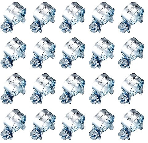 20 Pz Morsetti per Tubi Flessibili, Morsetti per Tubo ad Iniezione di Carburante, Mini Fascette Stringitubo Clip in Acciaio Inossidabile per Fissaggio di Tubo Benzina - 12-14 mm