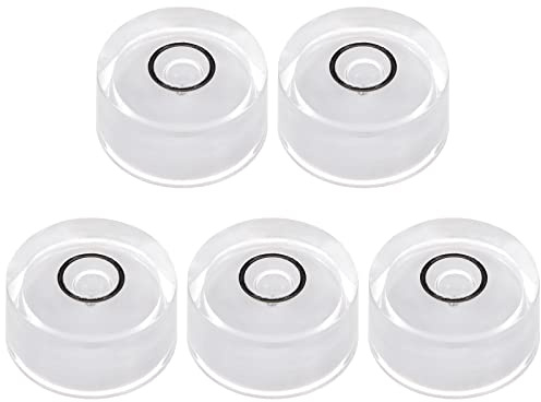 sourcing map Nivel de Burbuja Redondo 18x9mm 5uds, Mini Niveles Burbujas Circulares Bullseye para Trípode de Cámara Nivelador, Telescopio, Tocadiscos de Taller, Marco de fotos, Blanco