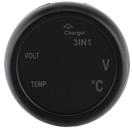 Auto LKW 3 in 1 Doppel LED Digital Display Voltmeter Thermometer Zigarettenanzünder Kfz-Ladegerät USB (grün + rot)