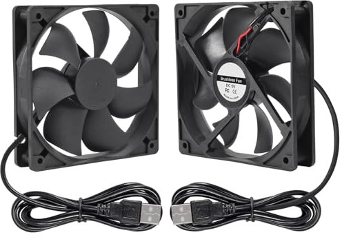 DORHEA 2PCS 12025 Fan 120x120x25mm DC 5V 120mm x 25mm USB Brushless Cooling PC Fan, Replacement Ball Bearing 120mm Fan for Cooling DIY PC Computer Case Fan - USB