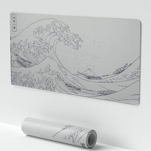 Großes Mauspad (11.8.23.6in), Weiße Welle Meer Volle Schreibtisch Mausmatte, Wasserdichte und Rutschfeste Tastatur Maus Gaming Pad für Office& Home