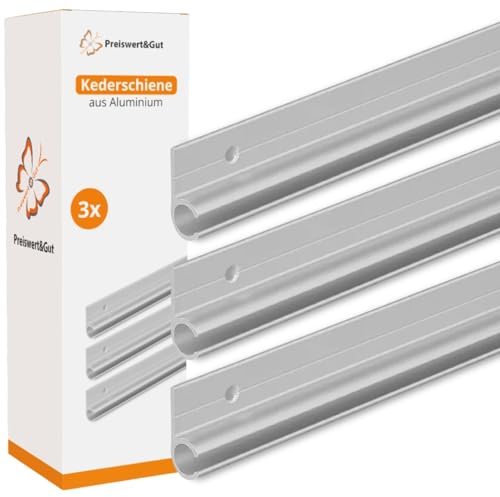 3x Kederschiene 7-9 mm Alu silber eloxiert 90 Grad Kederleiste 100 x 2,7cm | 90 Grad Winkel für Kederleisten, Sonnensegel und Wohnwagen mit Befestigungslöscher und Schrauben