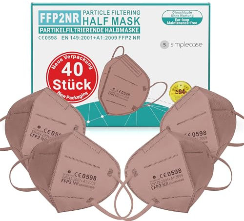 Simplecase 40 mascarillas FFP2, certificado CE por organismo oficialmente designado CE2834/0598, respirador, máscara de filtro de partículas