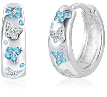 ASH'S CHOICE Bunte Silber 925 Ohrringe Kleine Huggie Creolen mit Zirkon