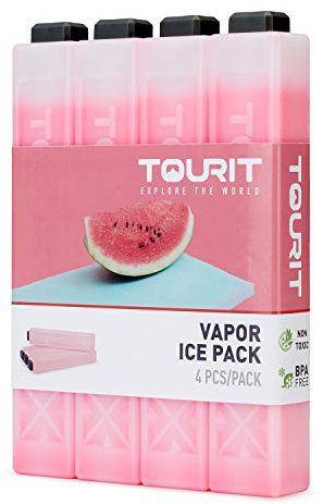 TOURIT Kühlakkus für Kühltasche Kühlbox Kühlrucksack Wiederverwendbar Lange-andauernd Kühlelemente für Camping, Strand, Angeln, Reisen, 4er Set, Rot