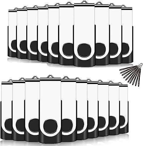 Cle USB 512MB, EASTBULL Clé USB 2.0 Flash Drive Clef USB Pivotant Stockage Disque Mémoire Stick Pendrive avec 20 Cordes (512MB*20PCS Noir)