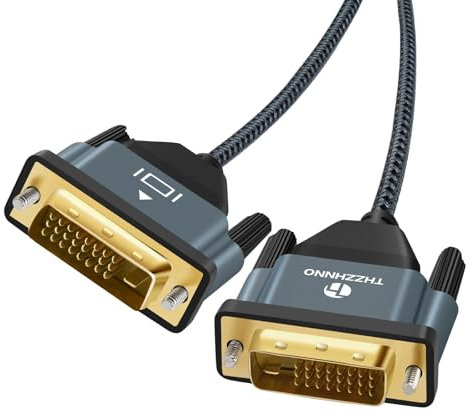 Thzzhnno DVI auf DVI Kabel 5M, Vergoldet und Geflochten DVI D 24 + 1 auf DVI-Kabel hohe Auflösung 2560 x 1601 für Spiele, DVD, Laptop, HDTV, PC, Display